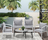 Livsip 6PCS Outdoor Patio Set Grey 70cm Coffee Table Set White Chairs - Side View