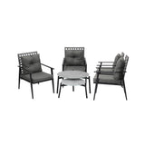 Livsip Outdoor Patio Set 2pc Grey Table Sets 4pc Rattan Black Chairs - Rear View