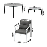 Livsip 6pc Outdoor Patio Set Grey Round Table 4pc Rattan White Chairs