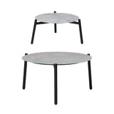 Livsip 6pc Outdoor Patio Set Grey Round Table 4pc Rattan White Chairs