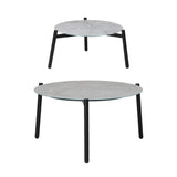 Livsip 6pc Outdoor Patio Set Grey Round Table 4pc Rattan White Chairs - Side View