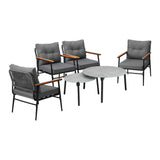 Livsip 6PCS Outdoor Patio Set Grey Table Set with Black Chairs