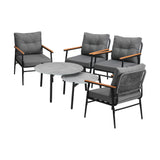 Livsip 6PCS Outdoor Patio Set Grey Table Set with Black Chairs - Close-Up Angle