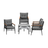 Livsip 6PCS Outdoor Patio Set Grey Table Set with Black Chairs - Side View