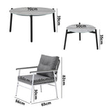 Livsip 6PCS Outdoor Patio Set Grey Table Set with White Chairs - Front View