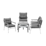 Livsip 6PCS Outdoor Patio Set Grey Table Set with White Chairs