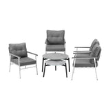 Livsip 6PCS Outdoor Patio Set Grey Table Set with White Chairs - Side View