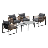 Livsip 6PCS Outdoor Patio Set Grey Coffee Table Set Rattan Chairs