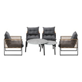Livsip 6PCS Outdoor Patio Set Grey Coffee Table Set Rattan Chairs - Rear View