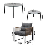 Livsip 6PCS Outdoor Patio Set Grey Coffee Table Set Rattan Chairs