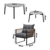 Livsip 6PCS Outdoor Patio Set Grey Coffee Table Set Rattan Chairs - Close-Up Angle