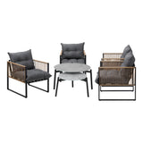 Livsip 6PCS Outdoor Patio Set Grey Coffee Table Set Rattan Chairs