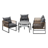 Livsip 6PCS Outdoor Patio Set Grey Coffee Table Set Rattan Chairs - Top-Down View