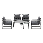Livsip 6PCS Outdoor Patio Set Grey Coffee Table Set Lounge Chairs, image 3
