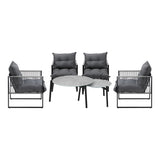 Livsip 6PCS Outdoor Patio Set Grey Coffee Table Set Lounge Chairs - Side View