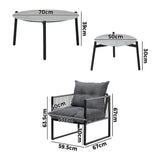 Livsip 6PCS Outdoor Patio Set Grey Coffee Table Set Lounge Chairs