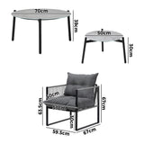 Livsip 6PCS Outdoor Patio Set Grey Coffee Table Set Lounge Chairs - 45-Degree Angle