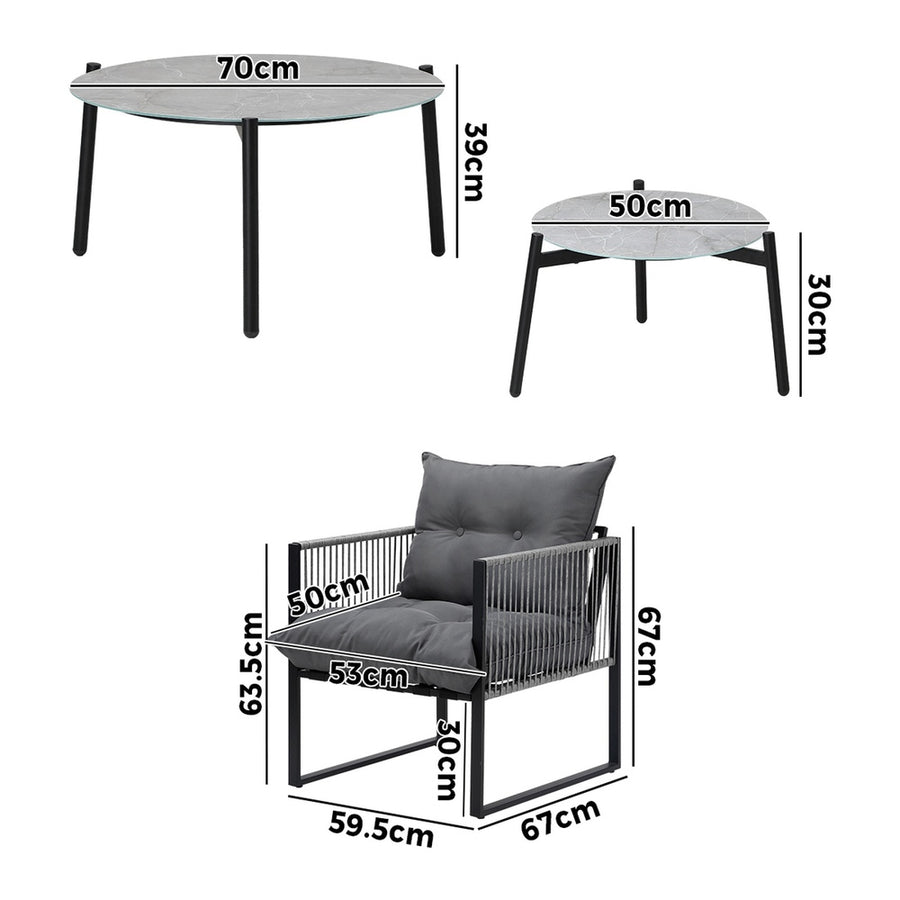 Livsip 6PCS Outdoor Patio Set Grey Coffee Table Set Lounge Chairs, image 5