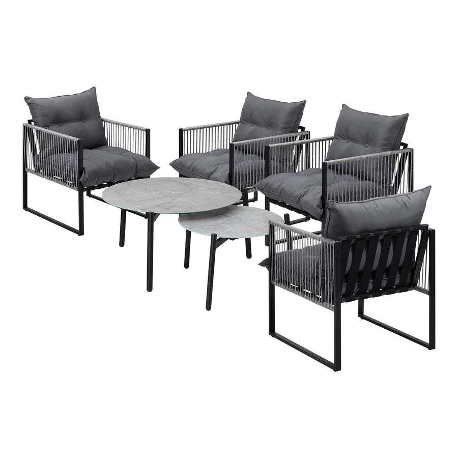 Livsip 6PCS Outdoor Patio Set Grey Coffee Table Set Lounge Chairs, image 8