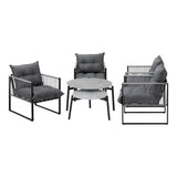 Livsip 6PCS Outdoor Patio Set Grey Coffee Table Set Lounge Chairs - Top-Down View