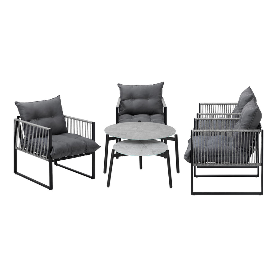 Livsip 6PCS Outdoor Patio Set Grey Coffee Table Set Lounge Chairs, image 4