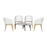 Livsip 6PC Outdoor Patio Set Grey Table Sets Polyester Chair Rope - Side View