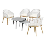 Livsip 6PC Outdoor Patio Set Grey Table Sets Polyester Chair Rope - Close-Up Angle