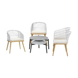 Livsip 6PC Outdoor Patio Set Grey Table Sets Polyester Chair Rope - 45-Degree Angle