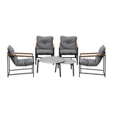 Livsip 6PC Outdoor Patio Set Round Grey Marble Table Sets with Chairs