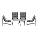Livsip 6PC Outdoor Patio Set Round Grey Marble Table Sets with Chairs - Rear View