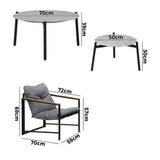 Livsip 6PC Outdoor Patio Set Round Grey Marble Table Sets with Chairs