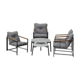 Livsip 6PC Outdoor Patio Set Round Grey Marble Table Sets with Chairs - Top-Down View