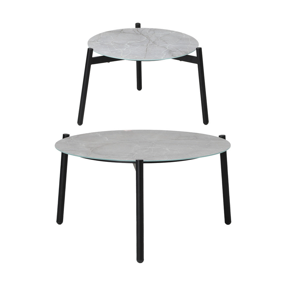 Livsip 6PC Outdoor Patio Set Round Grey Marble Table Sets with Chairs