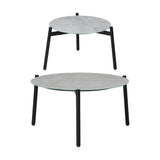 Livsip 6PC Outdoor Patio Set Round Grey Marble Table Sets with Chairs