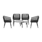 Livsip 6PCS Outdoor Patio Set 2pc Coffee Table Polyester Chair Rope - Front View