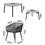 Livsip 6PCS Outdoor Patio Set 2pc Coffee Table Polyester Chair Rope - Close-Up Angle