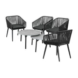 Livsip 6PCS Outdoor Patio Set 2pc Coffee Table Polyester Chair Rope - Side View