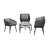 Livsip 6PCS Outdoor Patio Set 2pc Coffee Table Polyester Chair Rope - 45-Degree Angle