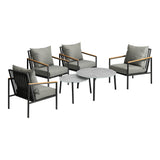 Livsip 6PCS Outdoor Lounge Set Grey 50/70cm Coffee Table Chairs