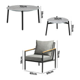 Livsip 6PCS Outdoor Lounge Set Grey 50/70cm Coffee Table Chairs - Close-Up Angle