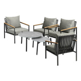Livsip 6PCS Outdoor Lounge Set Grey 50/70cm Coffee Table Chairs - 45-Degree Angle