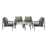 Livsip 6PCS Outdoor Lounge Set Grey Coffee Table Set with Chairs