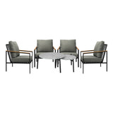 Livsip 6PCS Outdoor Lounge Set Grey Coffee Table Set with Chairs - Front View