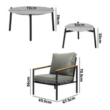 Livsip 6PCS Outdoor Lounge Set Grey Coffee Table Set with Chairs