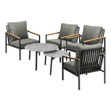 Livsip 6PCS Outdoor Lounge Set Grey Coffee Table Set with Chairs