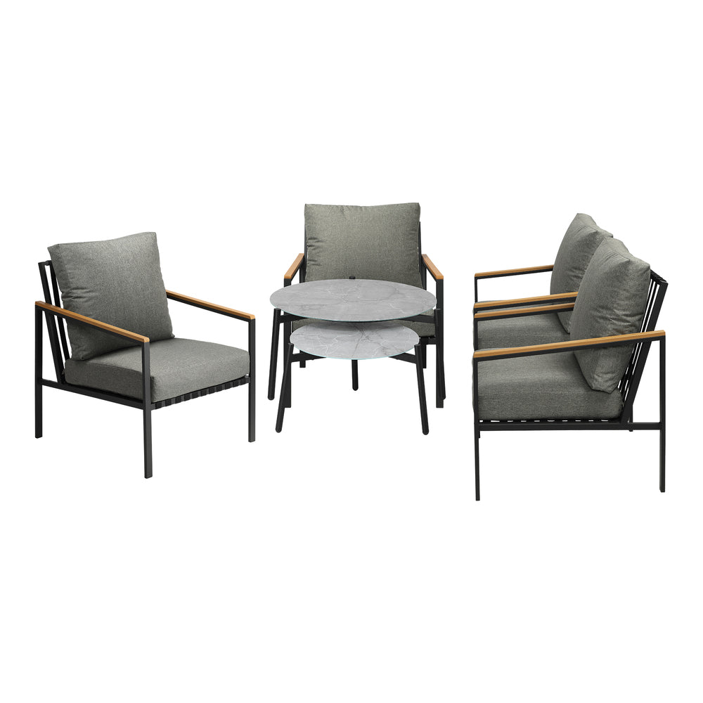 Livsip 6PCS Outdoor Lounge Set Grey Coffee Table Set with Chairs