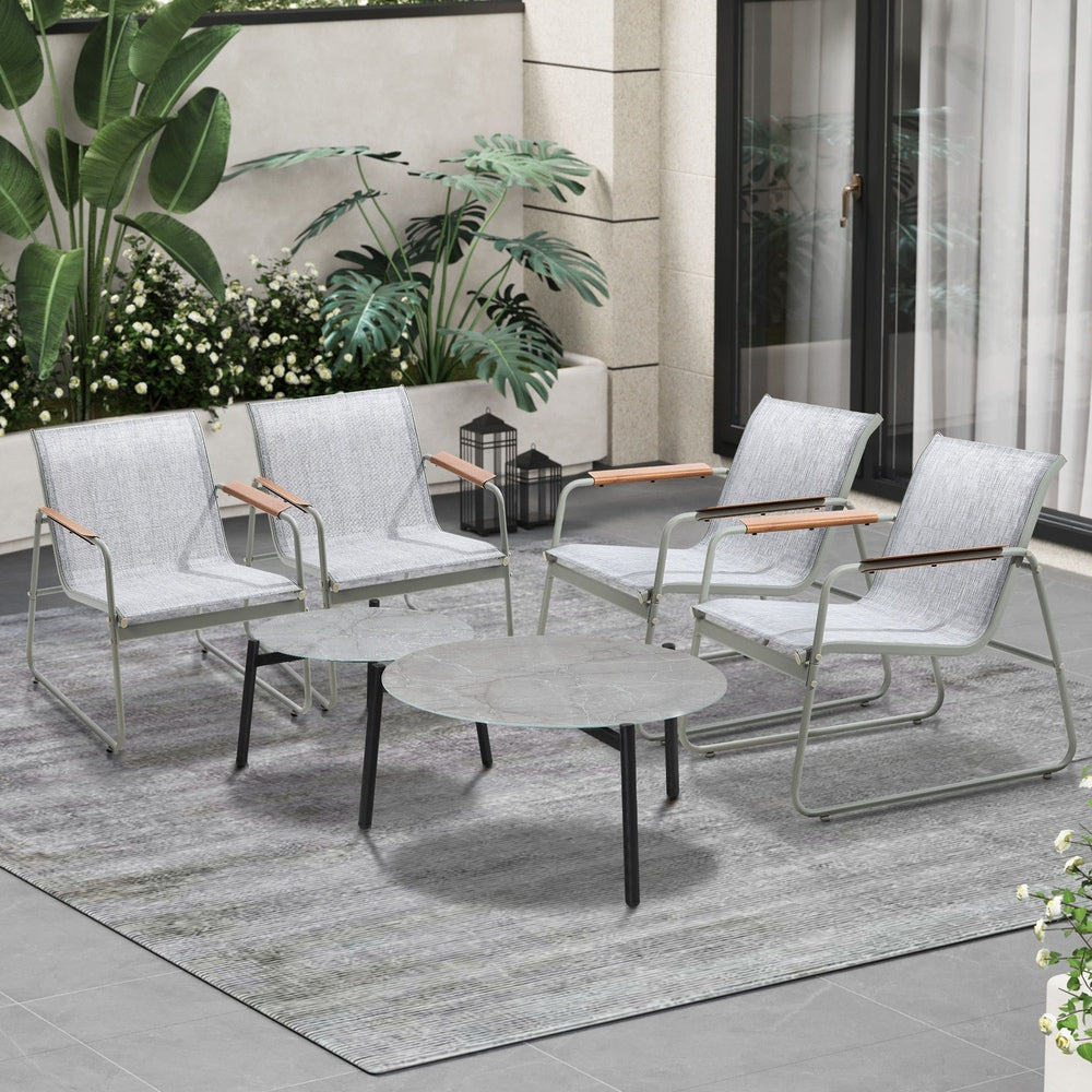 Livsip 6PCS Outdoor Patio Set 4x Chairs Coffee Table Set Textilene