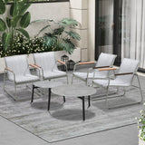 Livsip 6PCS Outdoor Patio Set 4x Chairs Coffee Table Set Textilene - Close-Up Angle