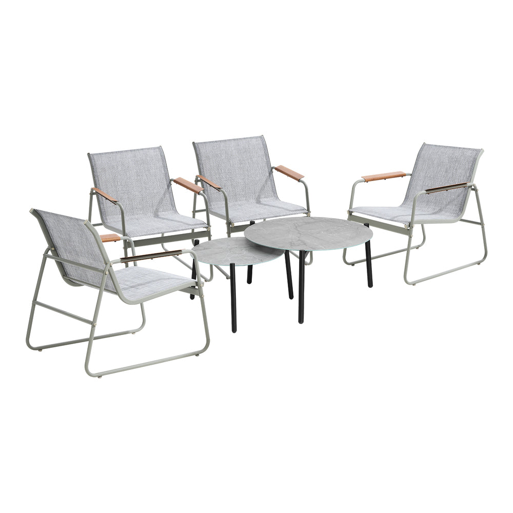 Livsip 6PCS Outdoor Patio Set 4x Chairs Coffee Table Set Textilene