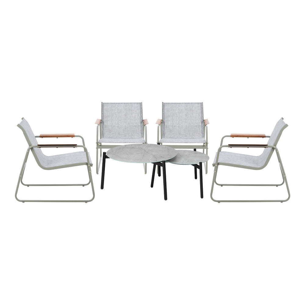 Livsip 6PCS Outdoor Patio Set 4x Chairs Coffee Table Set Textilene